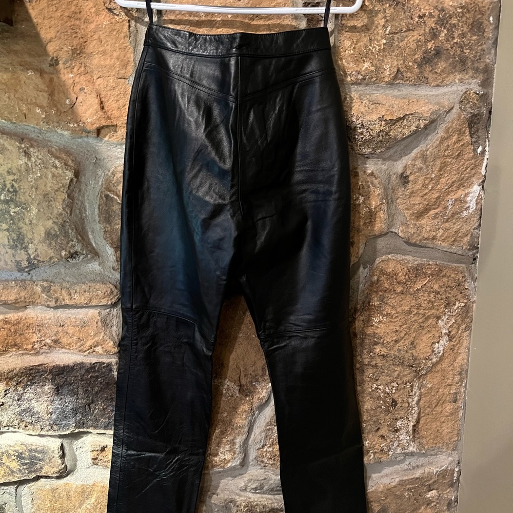 Authentic VTG Ralph Lauren Leather Jeans ~ Size 4 - Picture 4 of 6
